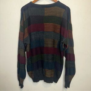 VTG 90s Marc Edwards Sweater Mens L Color Block Knit Pullover Geometric Preppy